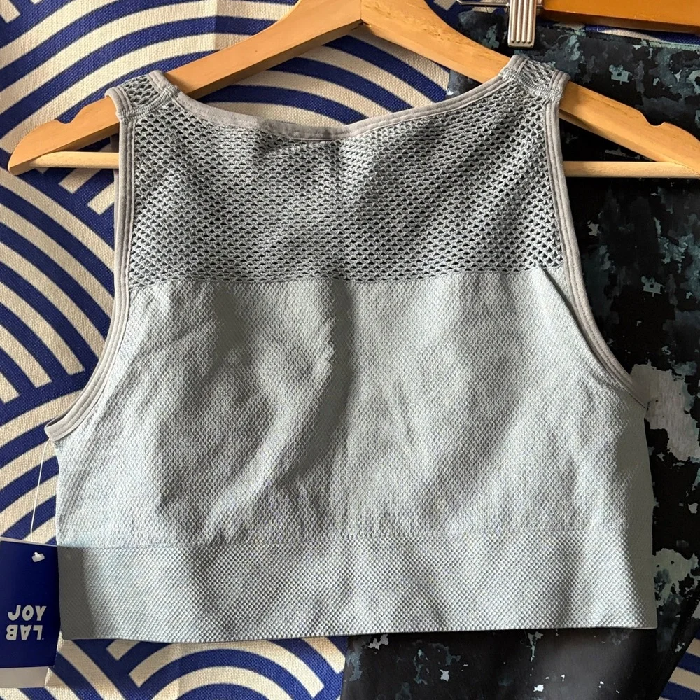 NWT JoyLab Light Gray Mesh Crop Top Sports Bra & Patterned Leggings Bundle Set - Picture 5 of 11